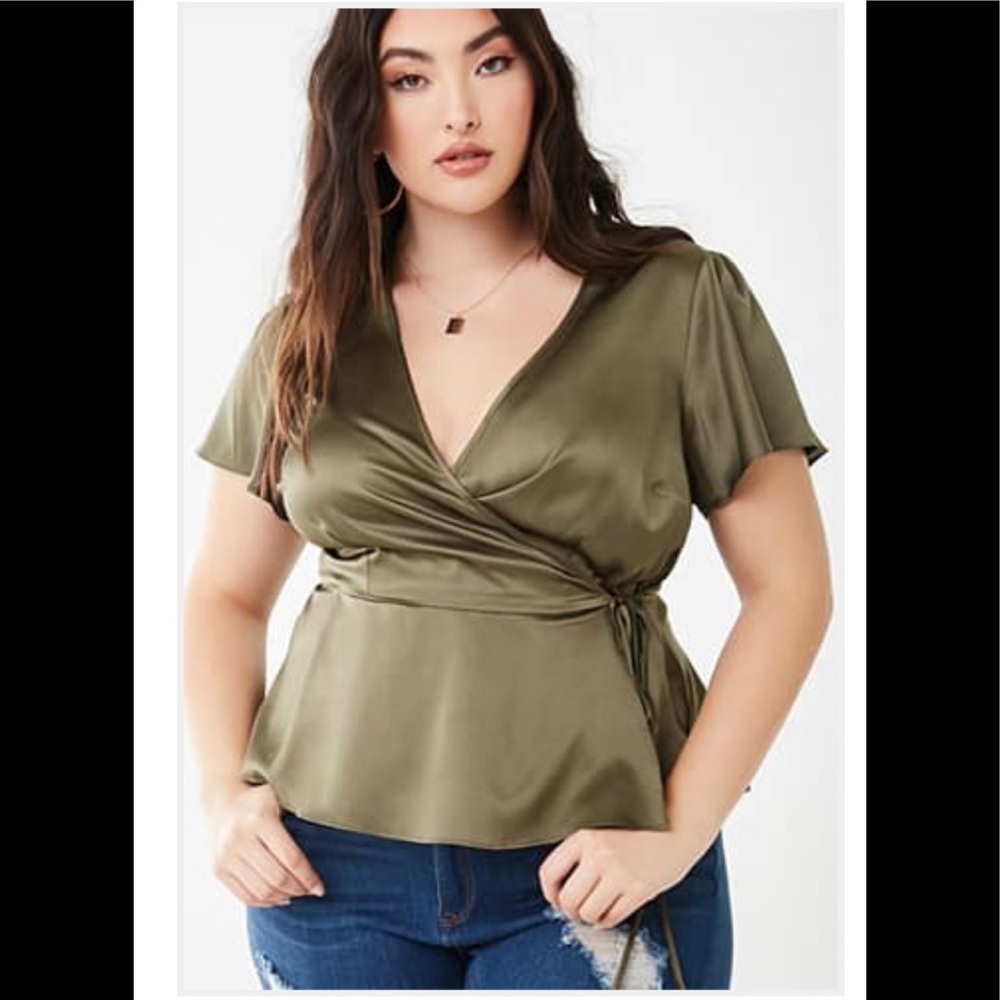 Forever 21 Olive wrap top